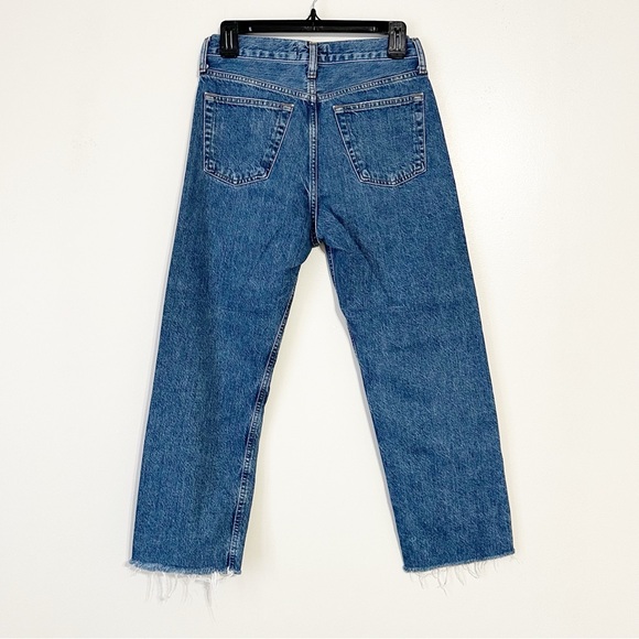 AGOLDE Wyman Straight Leg Non-Stretch Cropped Ankle Button Fly Blue Denim Jeans - Picture 4 of 6